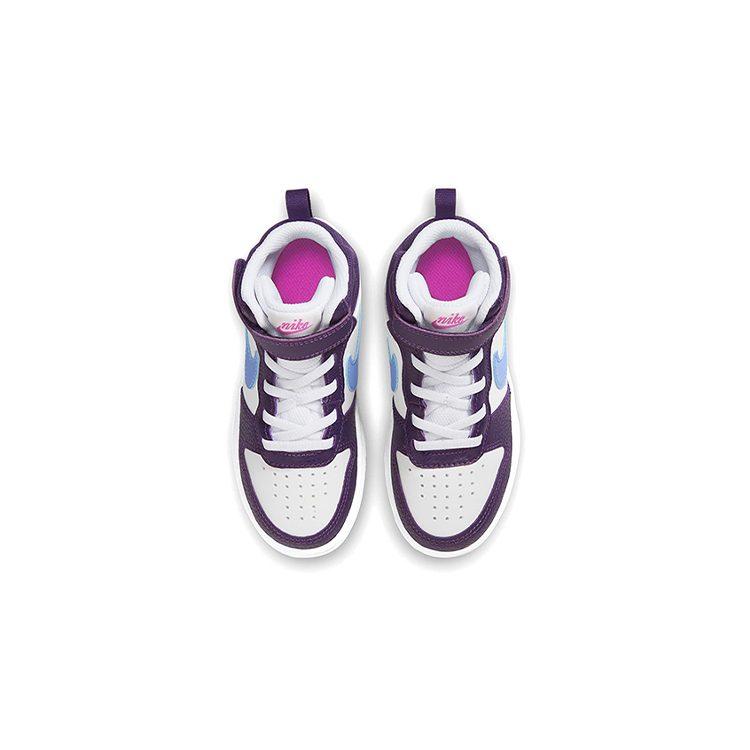 Nike Court Borough 2 Mid Comfortable Mid top Skateboard Shoes White Grape Children Aged 3 7 Years Old CD7783-106