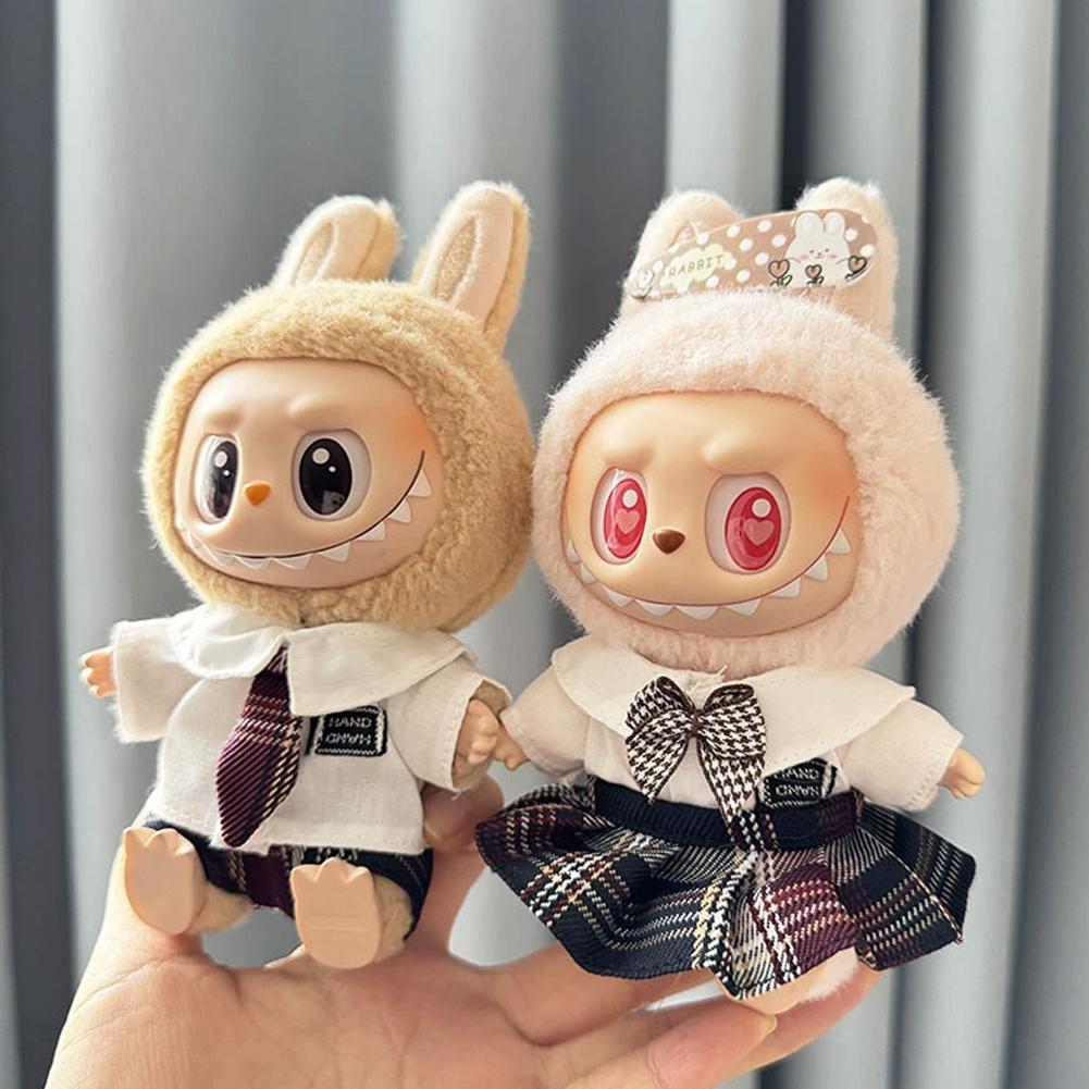 For 17CM Labubu Valentine's Clothes Pendant Labubu Sitting Party Innocent Couple Suit Dolls Accessories Decoration