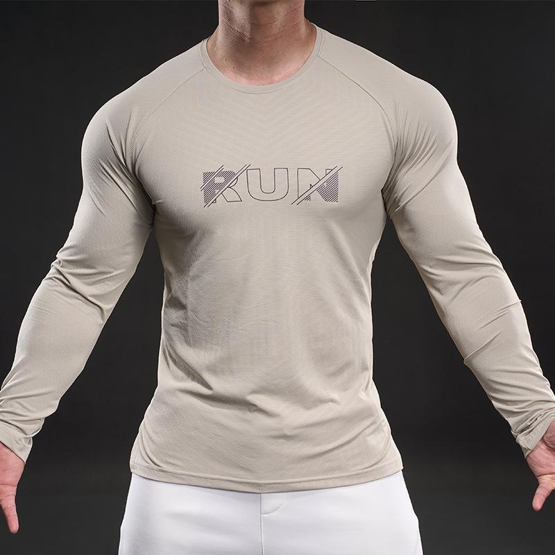New Quick-drying Ice Silk Long-sleeved T-shirt Men's Casual Sports Fitness Outdoor T-shirt Top Men
