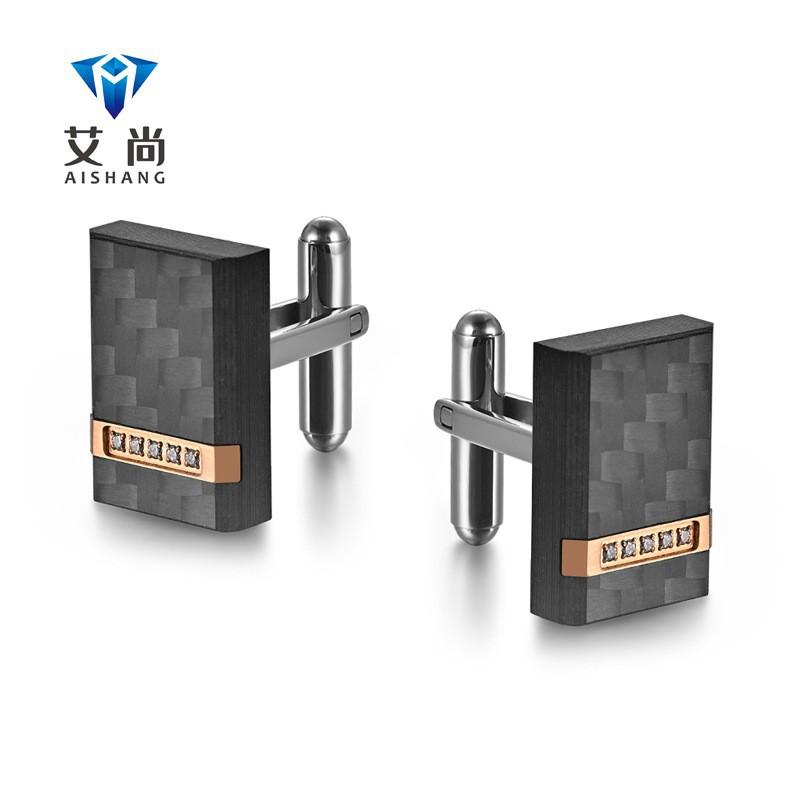 

New Stainless Steel Combination Solid Carbon Fiber Cufflinks European American Men s Titanium Suit Shirts 18K золотий