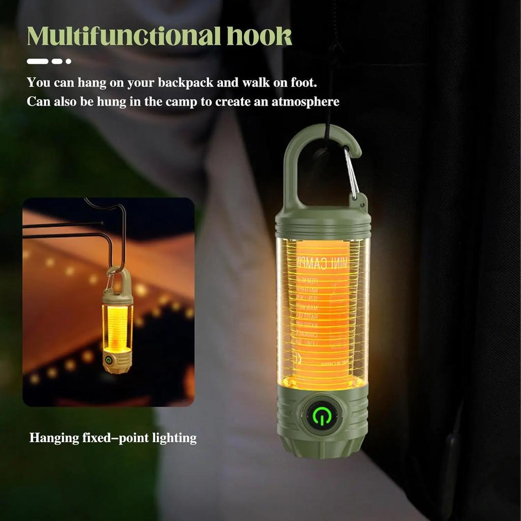 Rechargeable Flashlight Camping Lantern 6 Modes LED Mini Portable Keychain Tent Lamp Waterproof For Hiking Fishing Outdoor