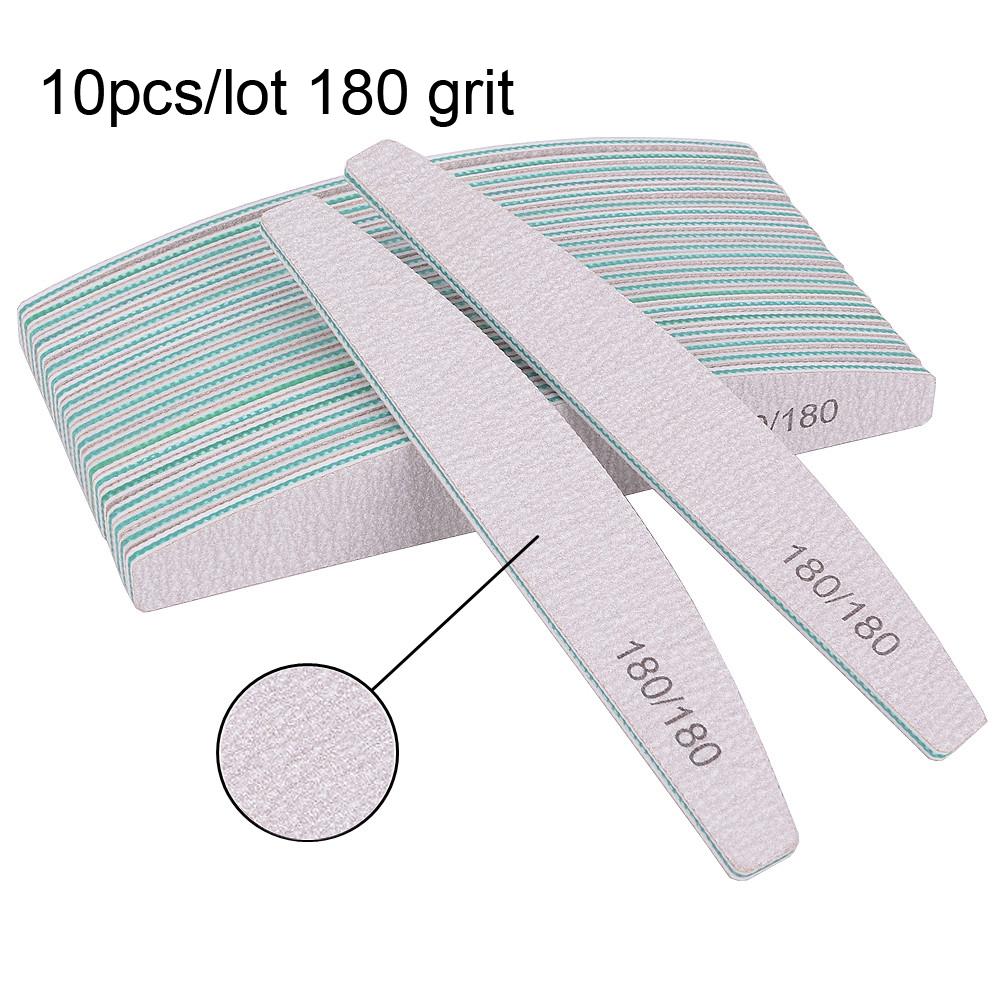 10Pcs Professional Nail File 100/150/180 Sandpaper Strong Thick Nail Files Sanding Half Moon Lime Nail Accessories and Tools