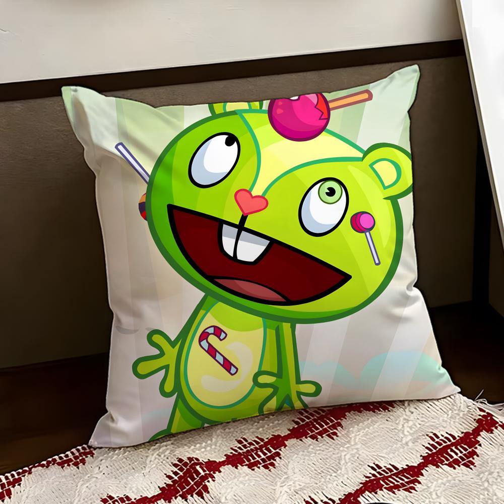Anime HHappy Tree FFriends Kissenbezug Wendbar Weich Langlebig Kissenhülle Zuhause Auto Mehrzweck für täglichen Komfort