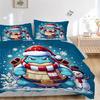 3pcs Squirtle's Winter Wonderland Adventure Quilt Cover Set (1 Quilt Cover + 2 Pillowcases Without Pillow Core), High-Definition Printing for Hom