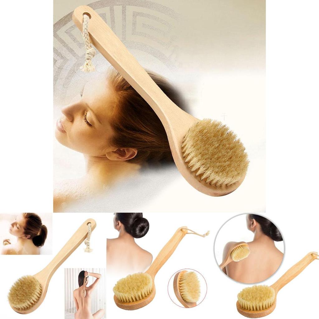 Elegant Natural Wooden Bristle Body Bath Brush Perfect For Spa And Shower