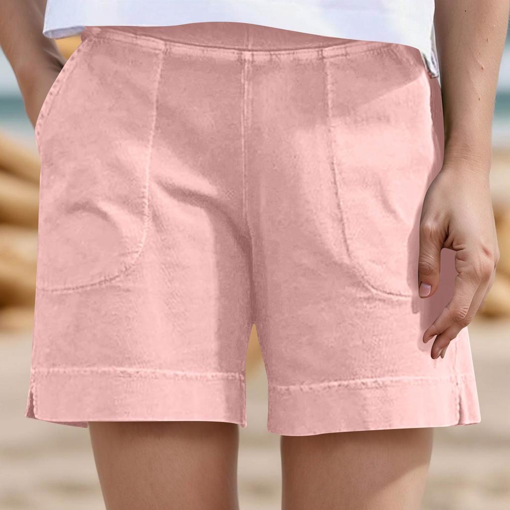 Women's Casual  Summer Elastic Beach Shorts  Solid Casual Shorts