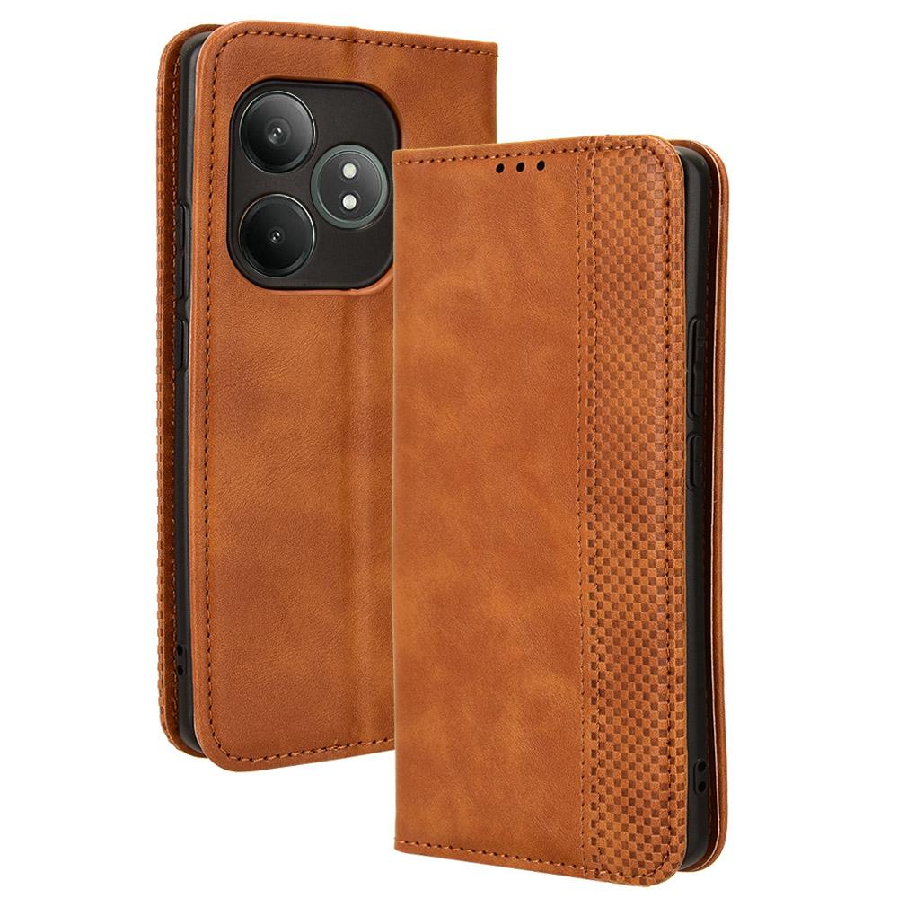 Für Realme GT Neo6 SE 5G/Neo6 5G/GT 6 5G/GT 6T 5G Magnetische Hülle Retro PU-Leder Sturzsichere Handyhülle