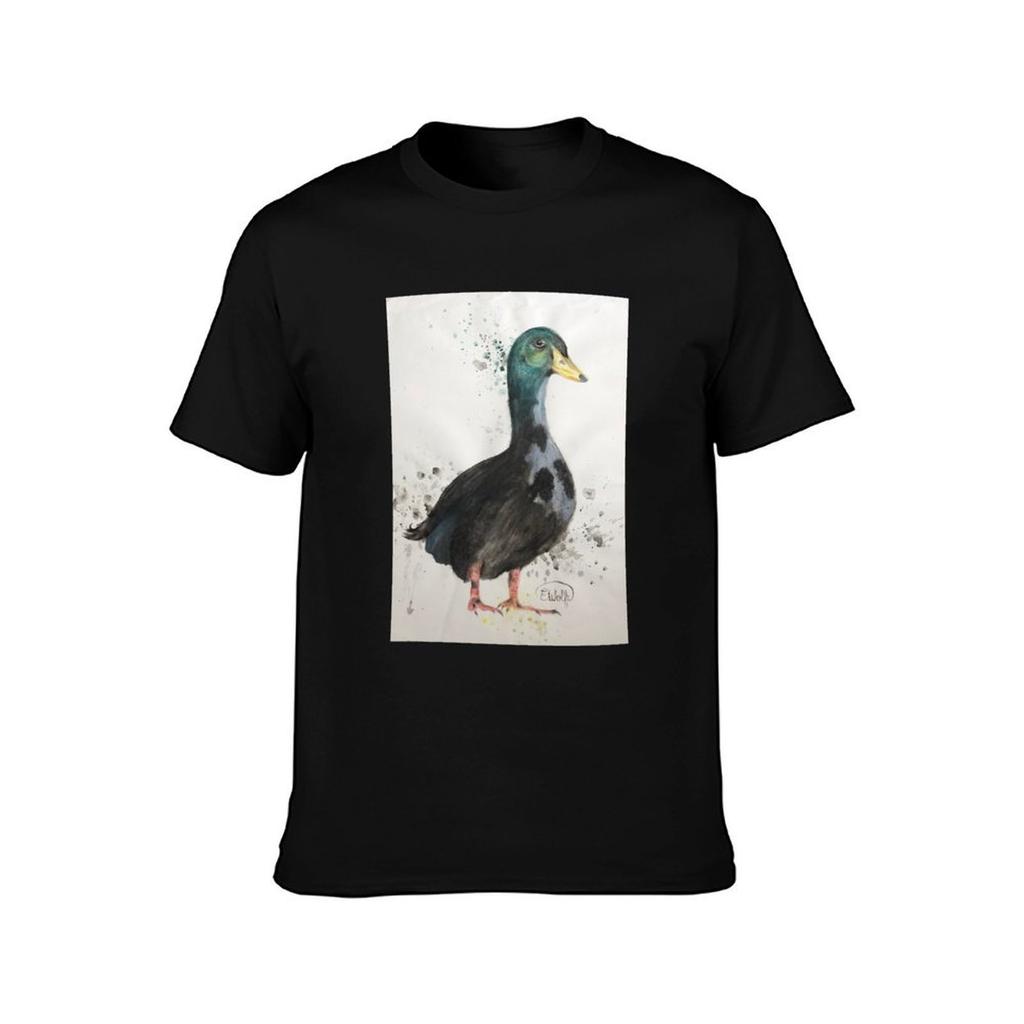 Watercolor duck painting TShirt Functional Casual Short Sleeve Tee