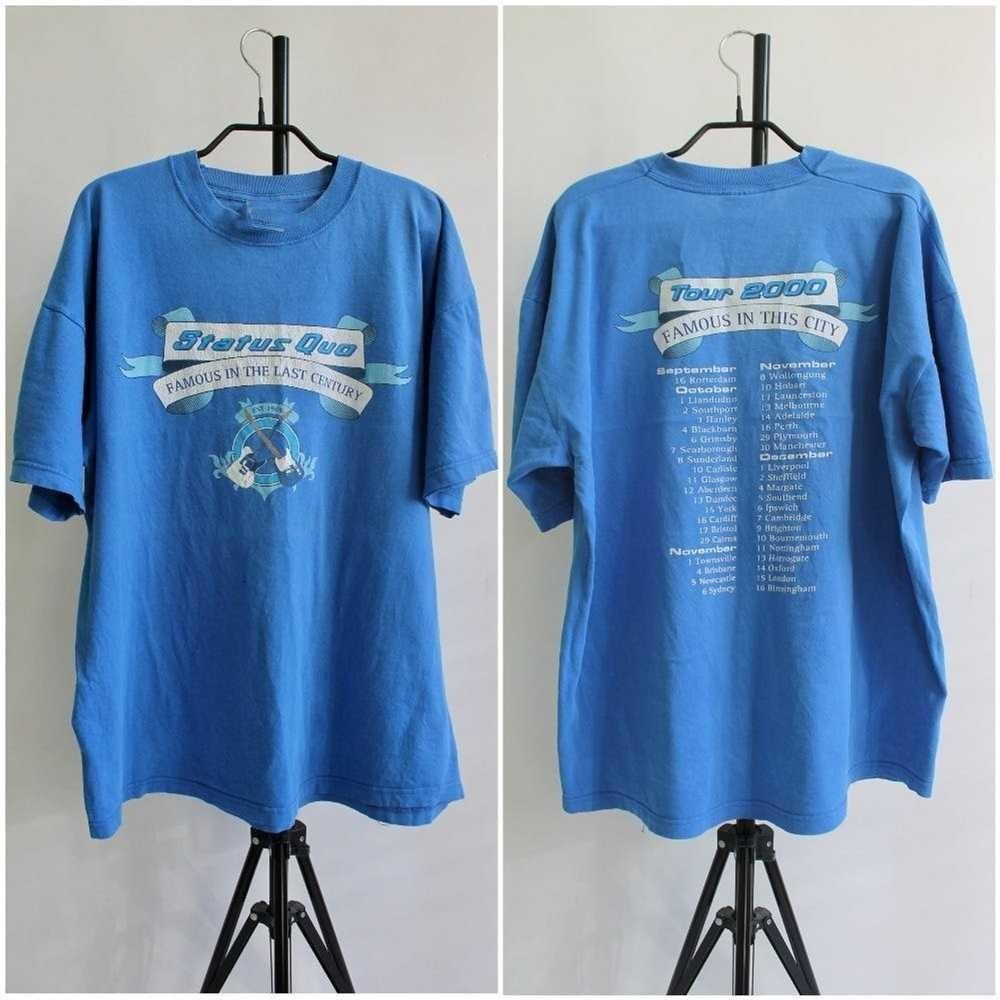 

2 Sides Status Quo 2000 Tour Blue Unisex S5XL T Shirt MI334 Unisex T-Shirt M
