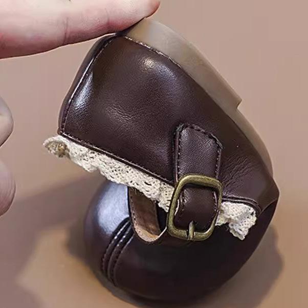 Girls' Leather Shoes Spring and Autumn Xiaoxiangfeng Princess Style Children's Comfortable Soft Sole Fake Split-toe Single Shoes Lace Mary Jane Shoes
