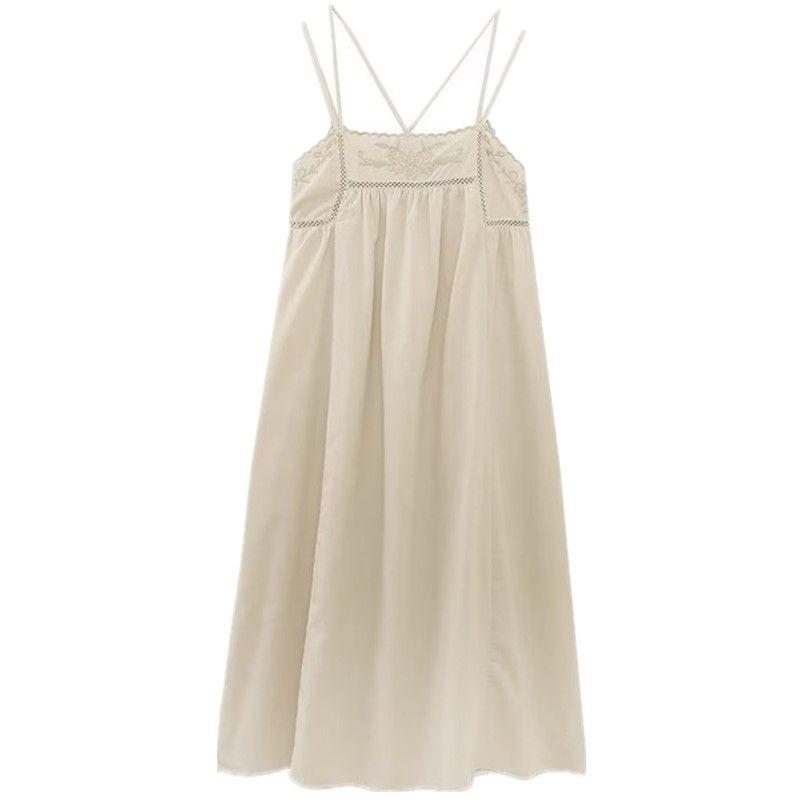 

Fashion Style Summer New Fashion Women s Embroidered Linen Blend Midi Skirt Dress 7200339 710 Figure XS