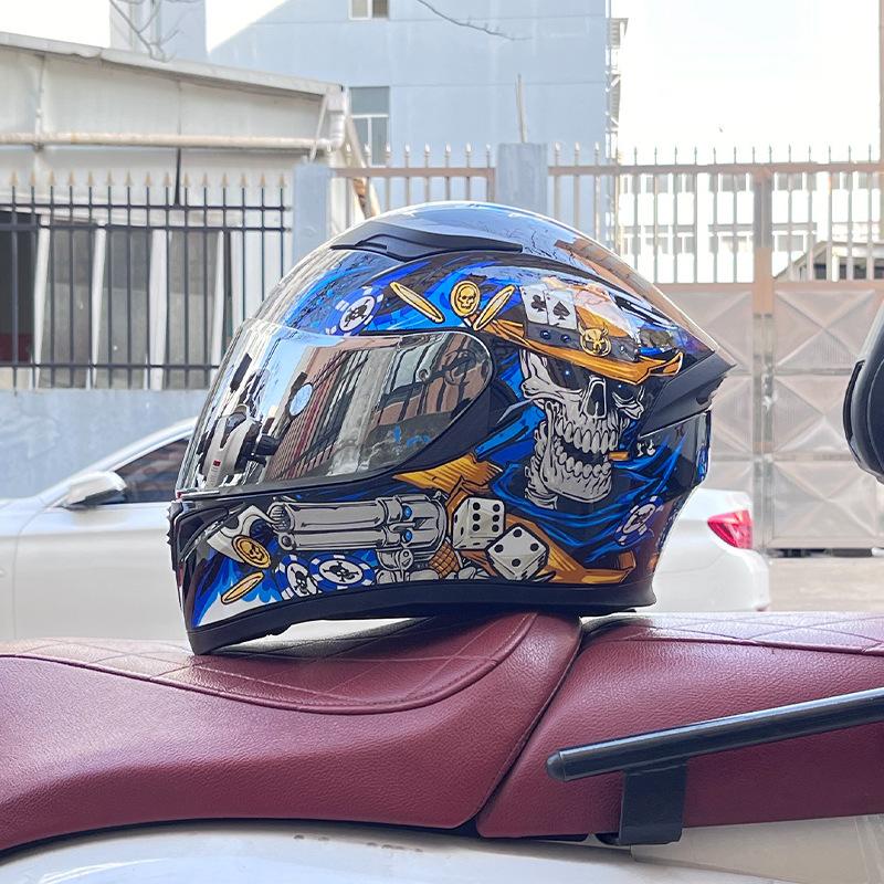 Motorcycle Helmet Full Helmet Can Be Equipped with Bluetooth Headset Men's Four-season Electric Bicycle Riding Helmet