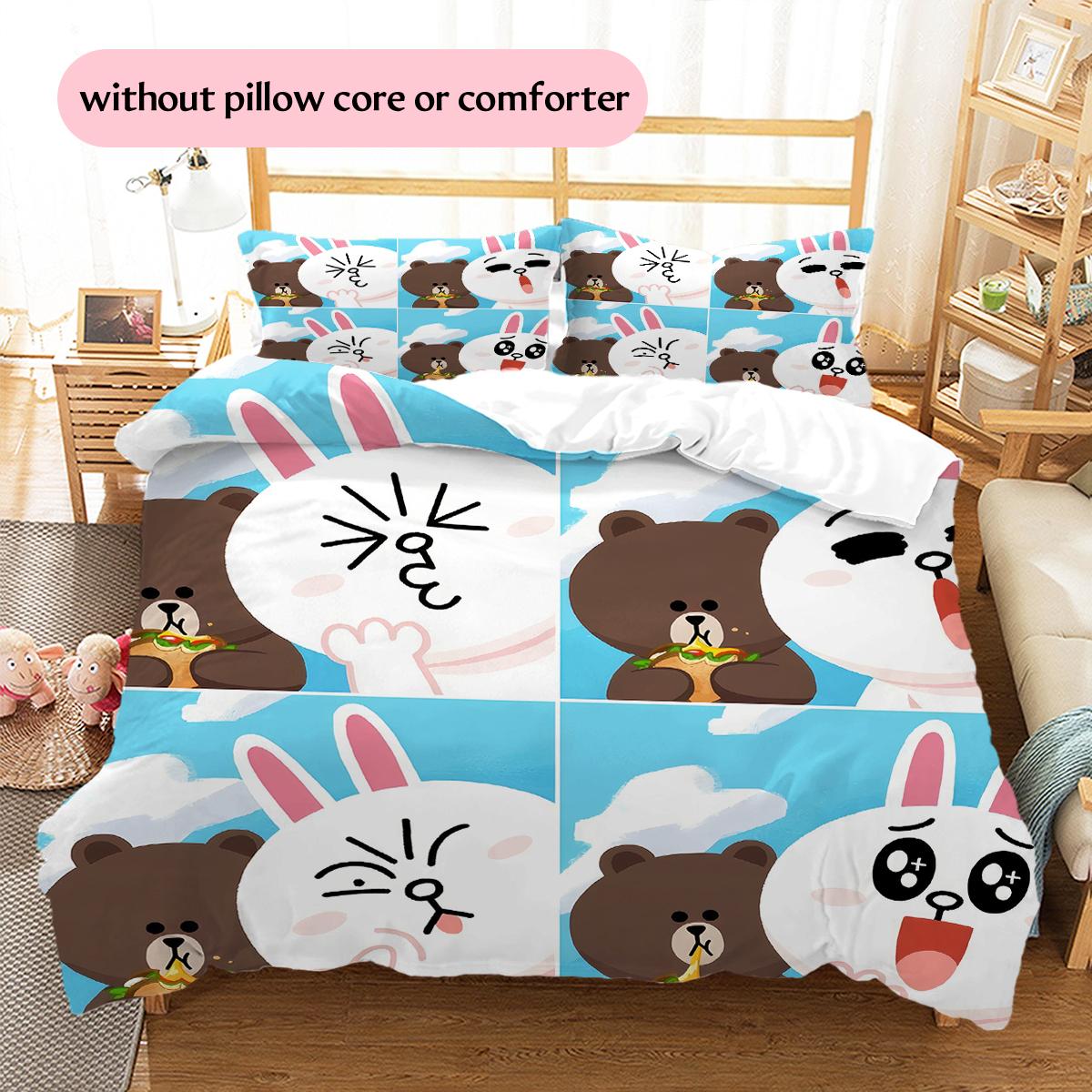 

LINE FRIENDS Kawaii Pattern Bedding Home Decoration Birthday & Festival Gift (1 * duvet cover + 2 * pillowcase, without core) 135x200cm