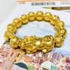Gold Color Pixiu Bracelet for Men and Women's Wealth Transfer Obsidian Buddha Bead Couple Hand