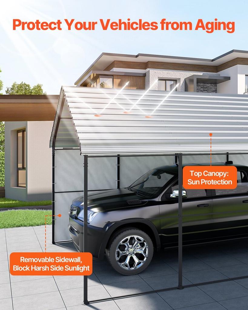 12' x 20' Metal Carport Heavy Duty Outdoor Car Shelter Garage for Boats