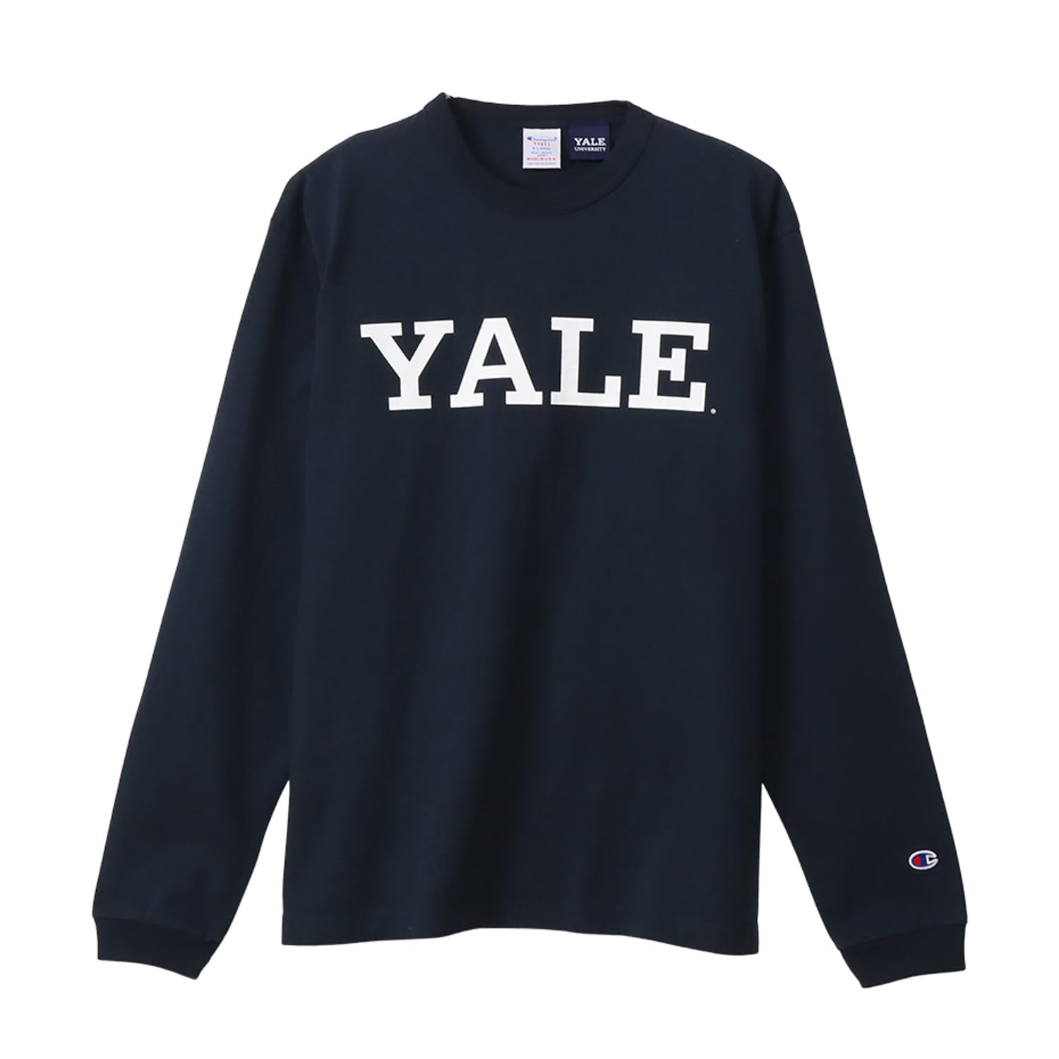 

Champion T1011 Long Sleeve Made in Size Graphic Round Neck T-Shirt, USA, Navy, L, 100% Cotton, Print,