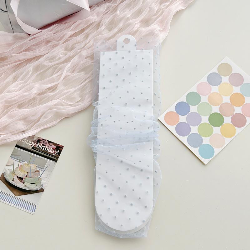 See Through Transparent Women Socks Colorful Star Summer Ultra-thin Nylon Loose Long Socks Women Sweet Girls Mesh Lace Socks Sox