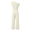 Damen Sommer Zweiteiler Ein Schulter Kurzarm Top Hohe Taille Weite Hosen Freizeit Outfit