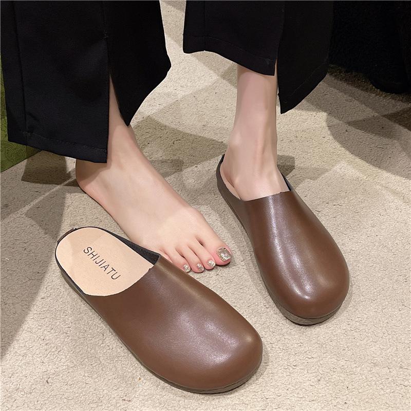 Baotou half slippers women's outer wear 2024 new spring and summer one-pedal lazy shoes casual soft-soled single shoes Muller shoes