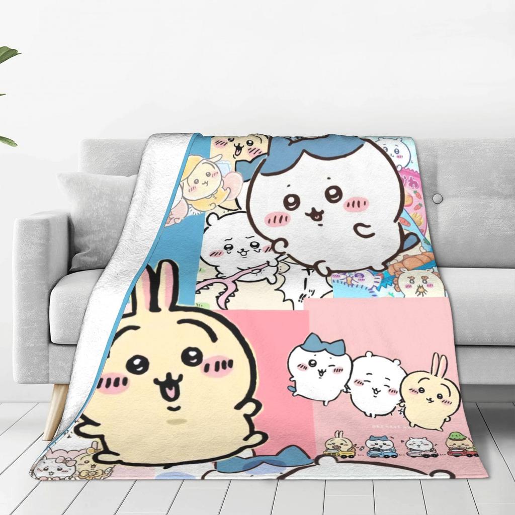 Cute Chiikawa Collection Warm Soft Blanket  Girls Boys Plush Throw Blanket Novelty Home Decor Flannel Bedspread Sofa Bed Cover