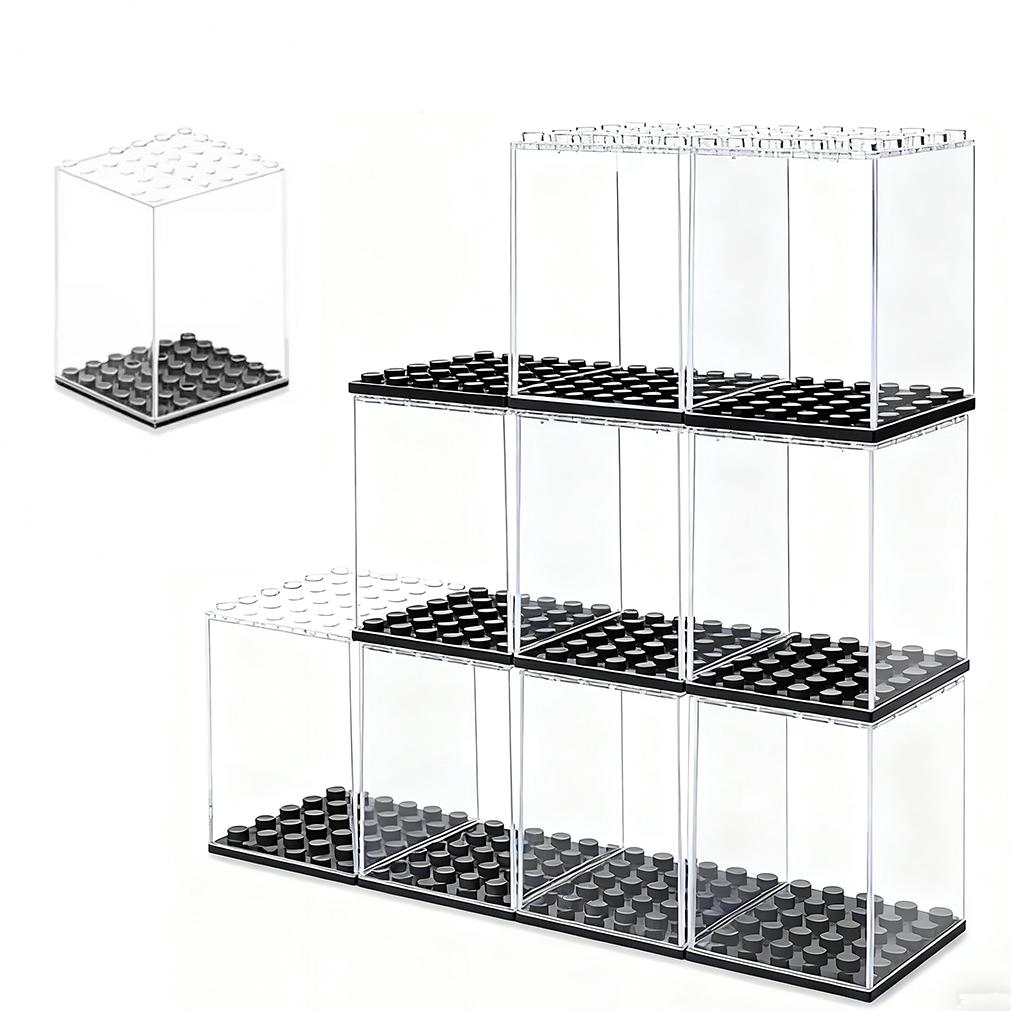 5pcs Clear Display Construction Block Display Box featuring Dust Cover ideal for Miniature Figures Action Figure Storage Blocks Toy