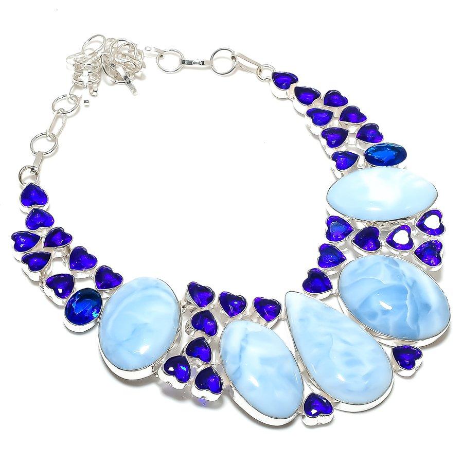 

Натуральный Овайхи Опал, Топаз 925 Стерлинговое Серебро Ювелирное Ожерелье 18 y2f73