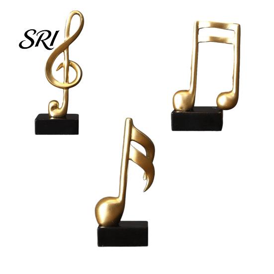 Versatile Music Figurine Note Sculpture Gold Resin Musical Symbol Modern Decor Tabletop Decoration for Piano Room Home Office Table Centerpiece Small