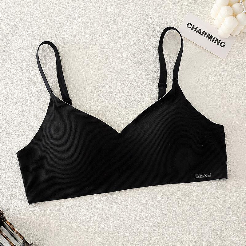 

School season less hair period third-order junior high school students no steel ring jelly glue comfortable breathable bra 38/85ab through cup чорний