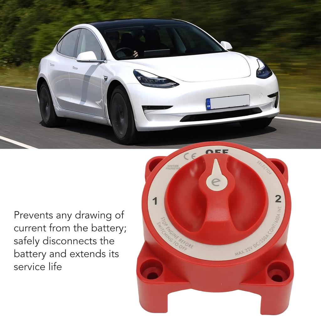Battery Disconnect Switch, Heavy Duty Knob 350A 32V High Current Red Battery Selector Switch for Automotive Marine RV (11001)