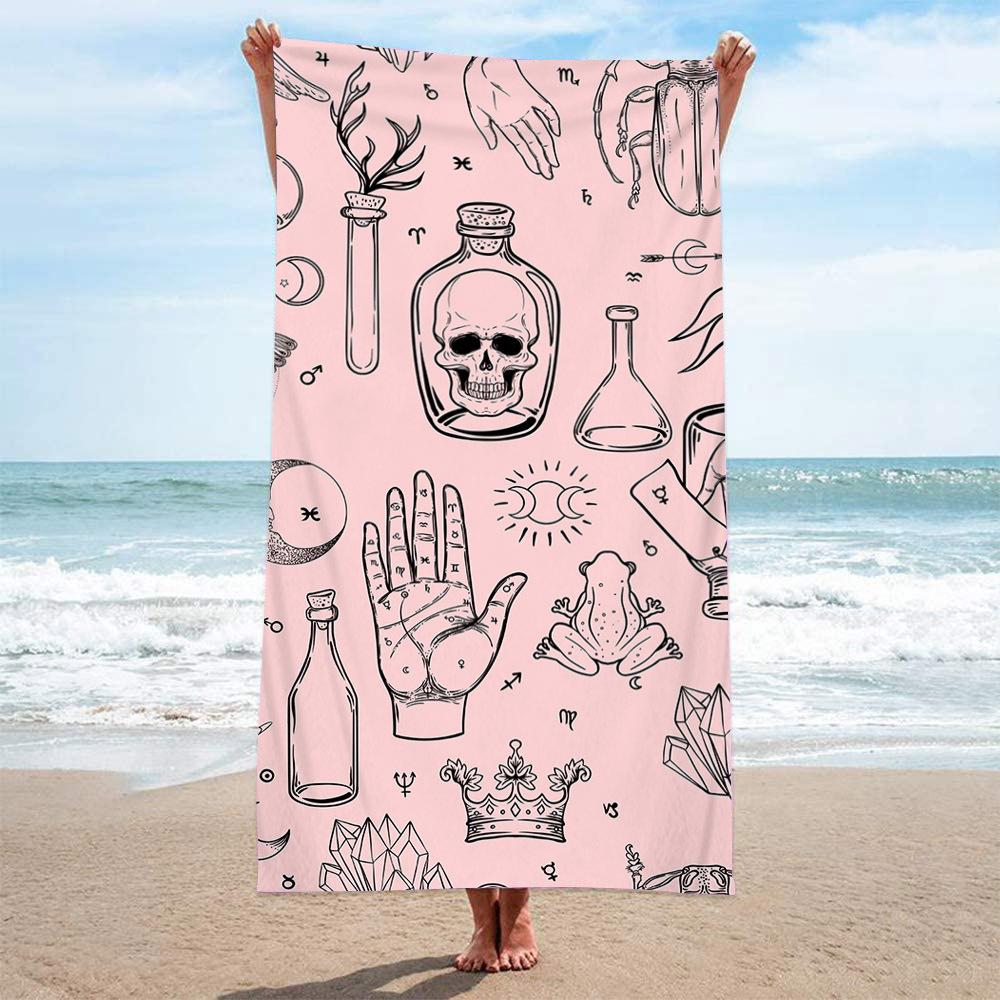 Microfiber Terry Cloth Digital Printing Fashion Pattern Beach Towel Bath Towel Seaside Blanket Shawl Sweat Towel