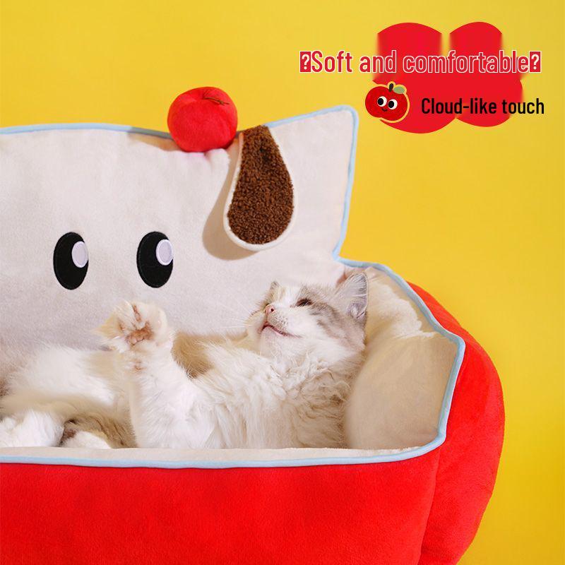 Cozy Four-Season Cat Bed: Semi-Enclosed, Warm, Secure Nest for All Seasons