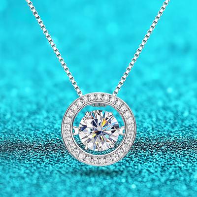 D Color 2ct Real Moissanite Necklace for Women Box Chain Vintage Girl's Pendant 100% S925 Sterling Silver Plated Platinum Jewelry