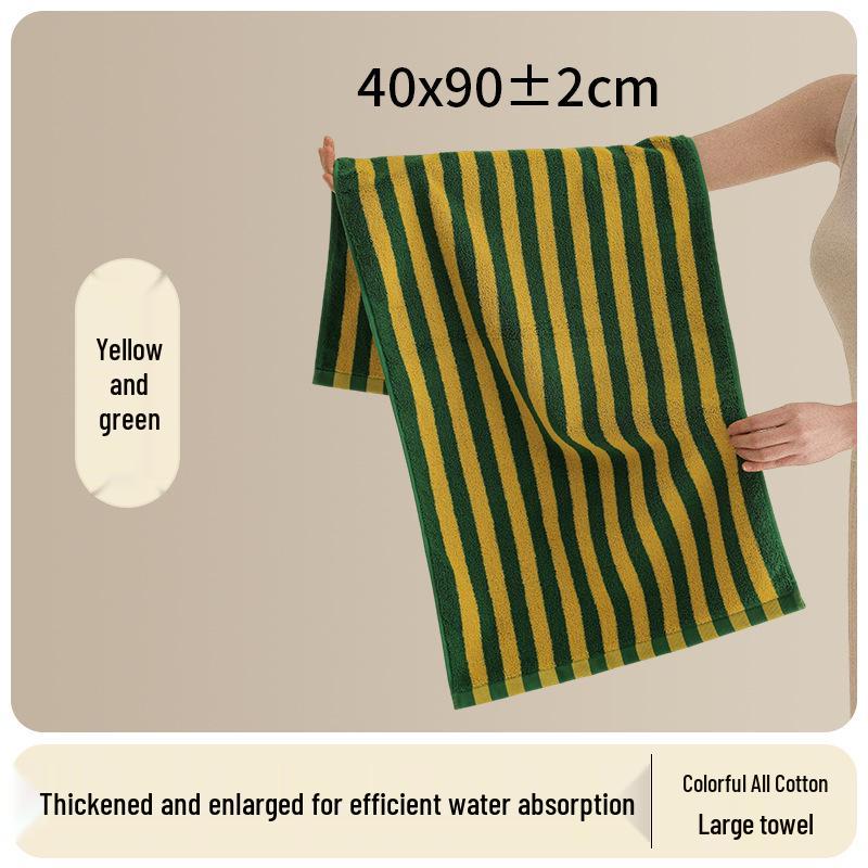 Soft Quick-Dry Oversized Striped Combed Cotton Bath Towel