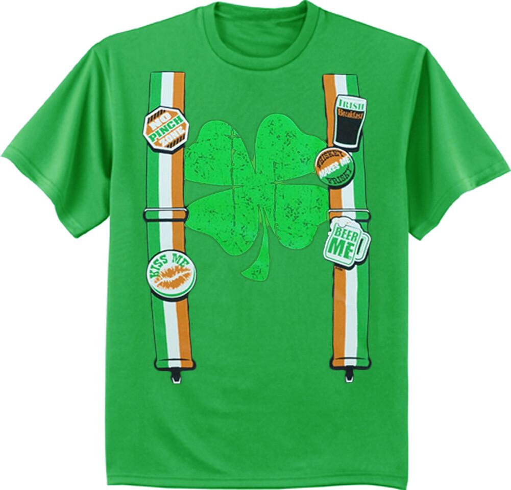 St Patricks Day Shirts Funny Irish Beer Tuxedo Suspenders Shamrock St Pattys Tee S