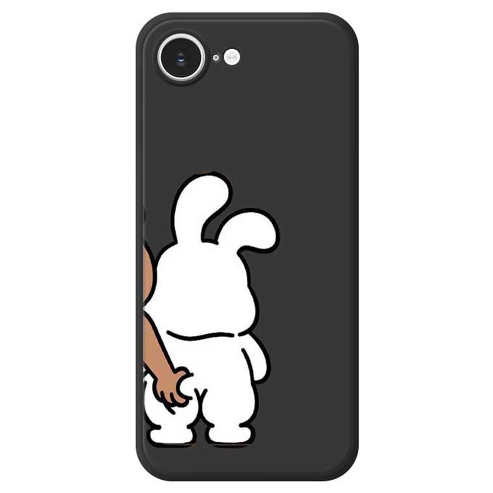 For iPhone 16e Case Pinch Rabbit Butt Pattern Printing Straight Edge TPU Phone Back Cover