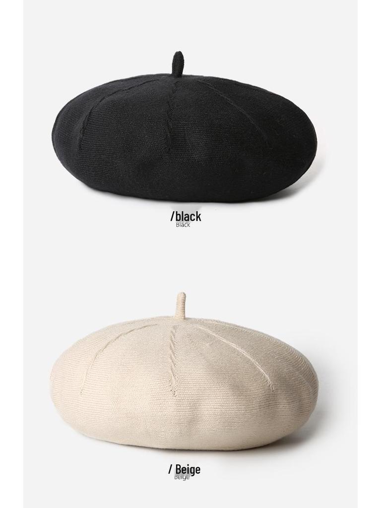 Women's Cashmere Knitted Beret - Autumn/Winter Korean Style, Flattering Fit, Japanese Wool Painter Hat.