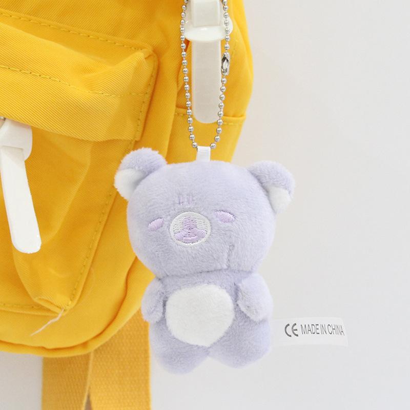 Rainbow Mini Rilakkuma Plush Keychain Soft Bear Doll Cute Macaron Color Cartoon Bag Charm Kawaii Daily Backpack Decor Toy
