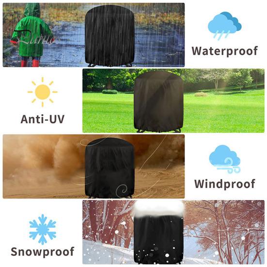 Runder BBQ-Grill-Staubschutz, wasserdicht, staubdicht, Kordelzug-Fix-Design, doppelte Nähte, Anti-Penetrations-Beschichtung