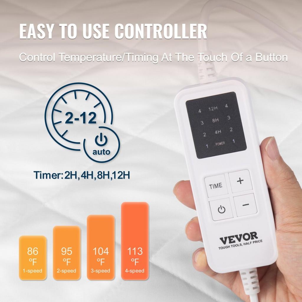 Heated Mattress Pad 150 X 80 Cm Electric Bed Warmer with Timer Auto Off