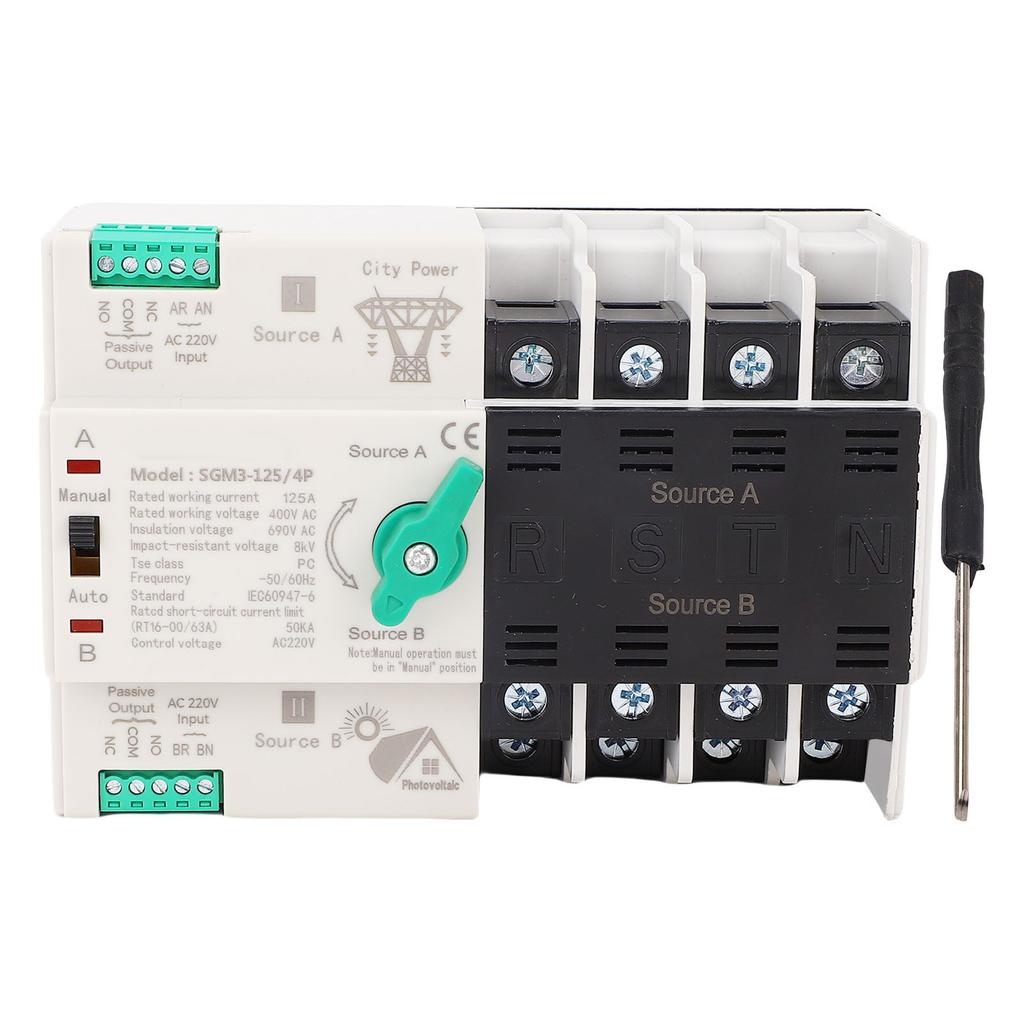 Double Power Automatic Transfer Switch 4P 400V 125A Quick Switching Automatic Transfer Switch ATS