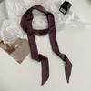 Long solid color silk scarf girl professional versatile thin narrow solid color small scarf streamer tied bag