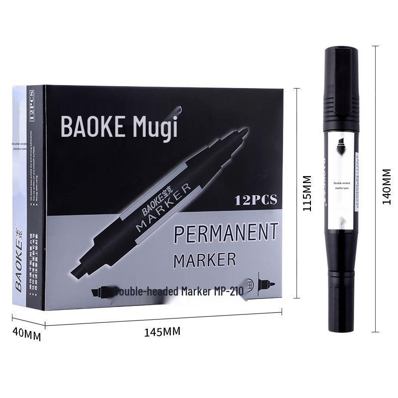 BaoKe MP210 Double-Ended Black Marker Pen, Fade-Resistant & Waterproof, Thick Oil-Based Tip синий