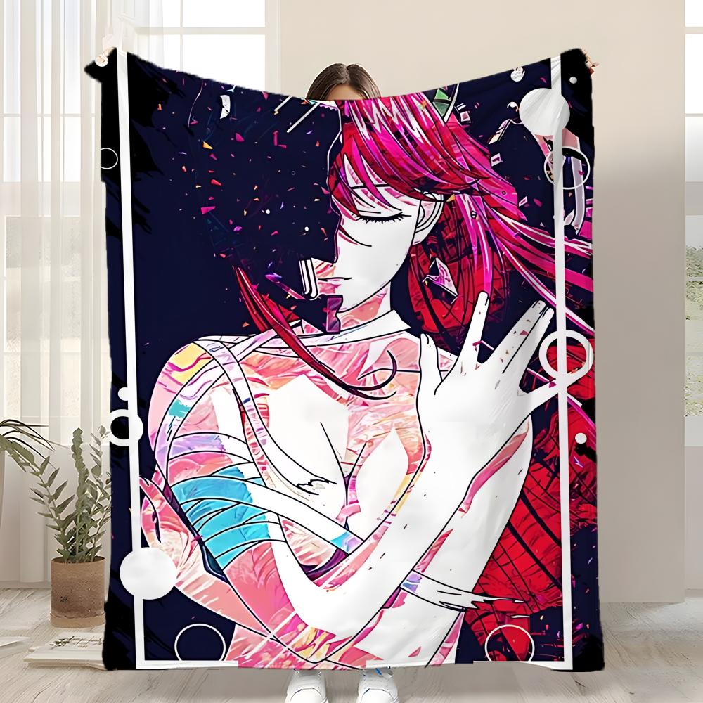 Anime Elfen Lied Throw Kid-Friendly Flannel Throw Blanket Soft Warm Anti-Static Washable All Season 75x90cm