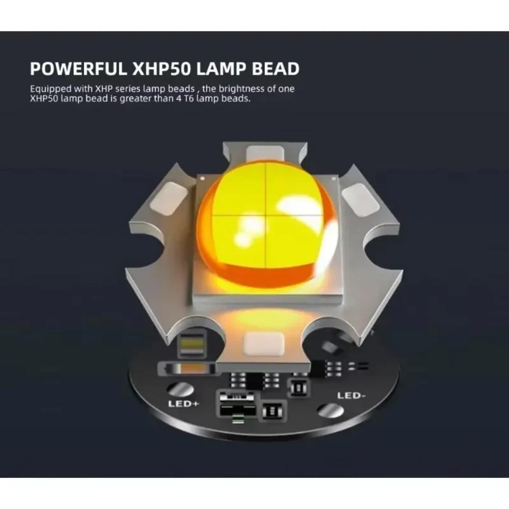 XHP50 Super Bright LED Flashlight USB Mini Torch Rechargeable Zoom Fishing Lantern Powerful 3 Lighting Mode for Hiking Camping