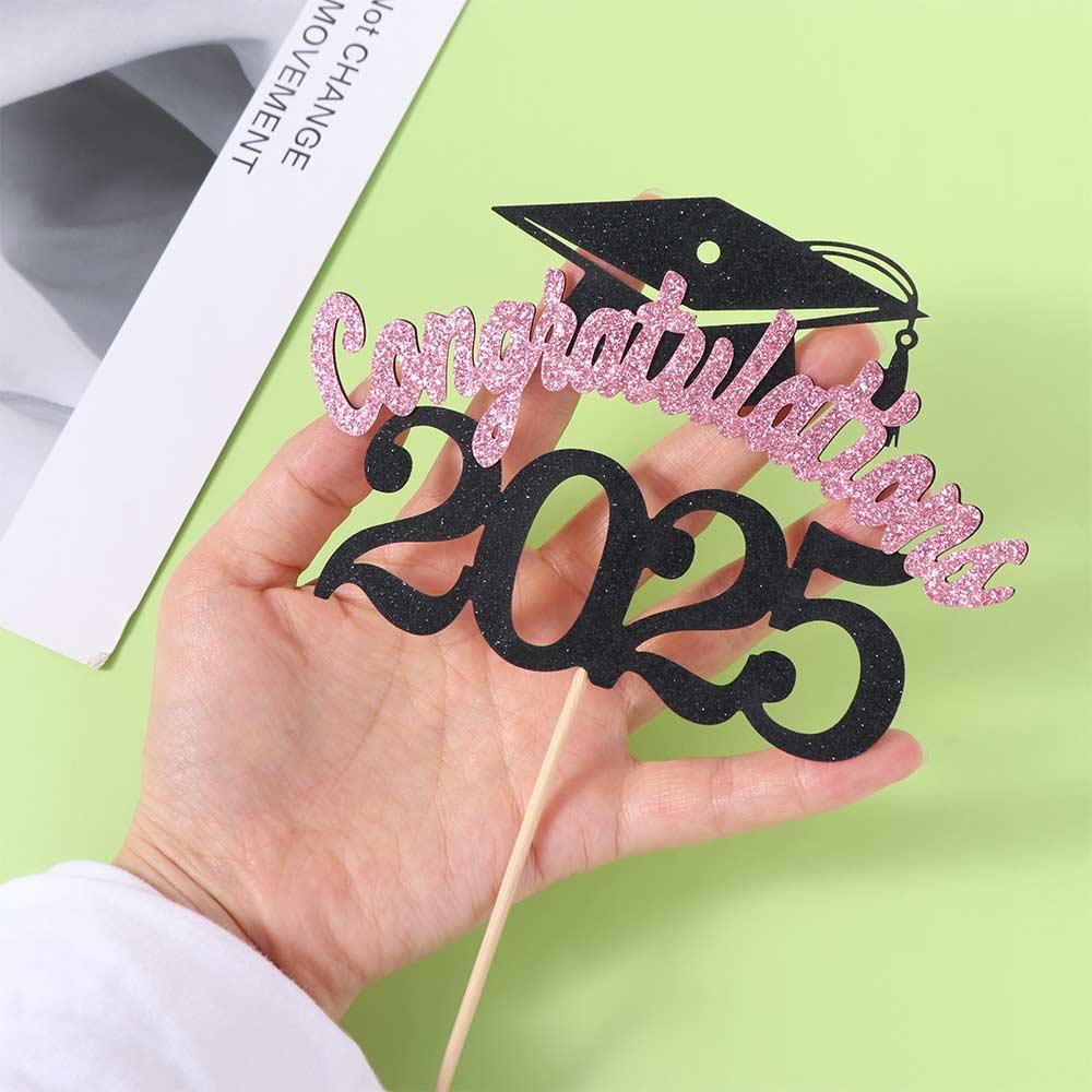 5pcs Handmade 2025 Graduation Cake Topper Set Graduation Cupcake Toppers  Party Cake Decorations