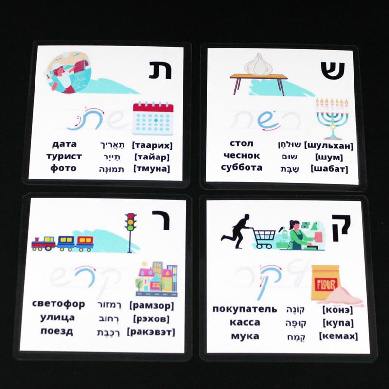 Non-Toxic 10*10Cm Baby Montessori Hebrew/Russian Alphabet Letter Word Card Learning Flashcard For Children Educational For Kids Early Toys