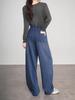 2026 Spring/Autumn Women's Retro Lyocell Denim Wide-Leg Pants - Trendy Elastic Baggy Banana Leg Style