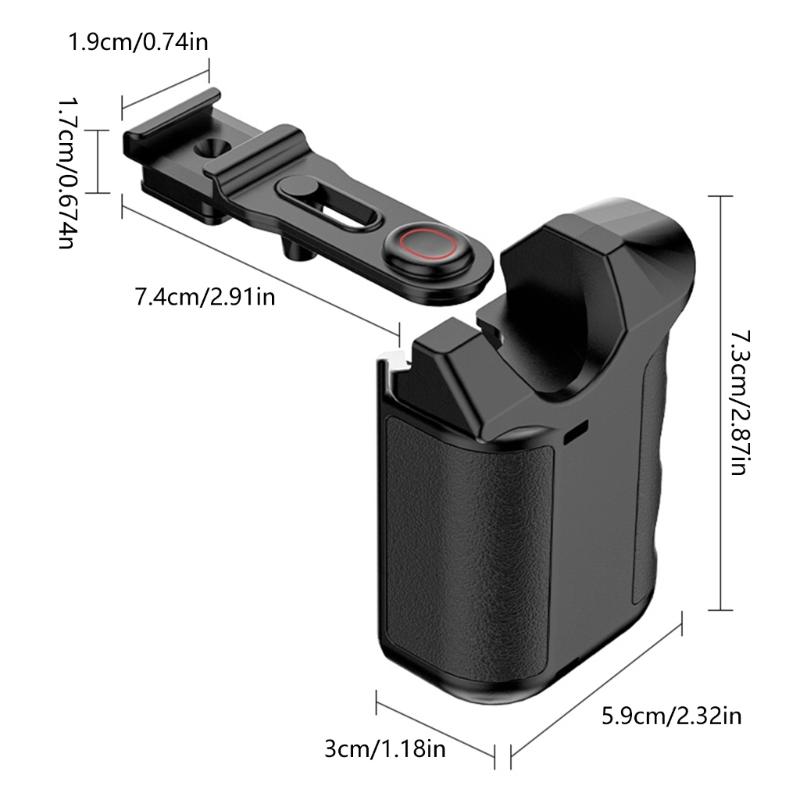 Poignée Portable pour Caméra d'Action avec Filetage 1/4 et Poignée Confortable en Silicone avec Bouton Déclencheur Support Étendu Pour Vidéo Blogging