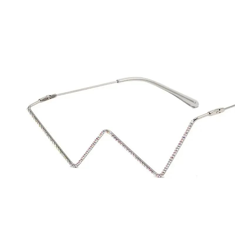 Vintage Diamond Decoration No Lens Half Metal Glasses Frames Woman Luxury Eyewear Popular Fashion Eyeglasses Frame Gold Silver