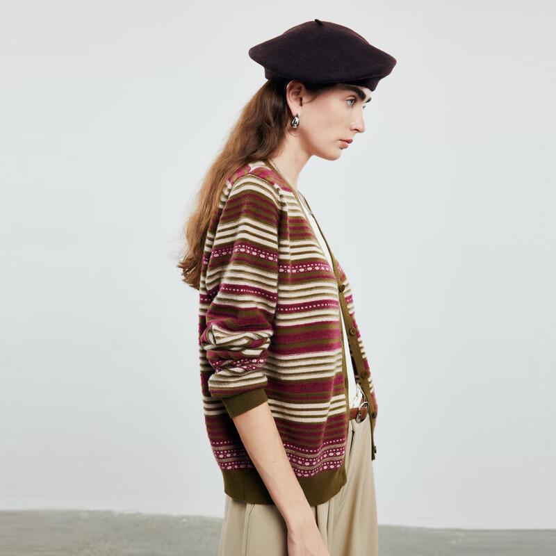 PALUOPO Autumn/Winter Retro Fair Isle Jacquard Cashmere Cardigan